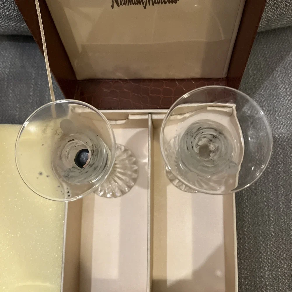 Pair of Neiman Marcus Crystal Candlesticks Preowned With Case